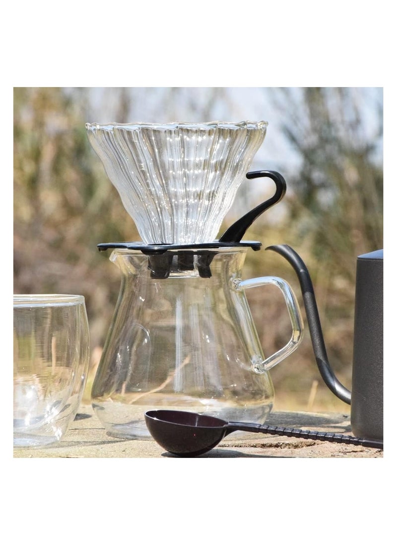 Energize - V60 Coffee Maker Set, 9-Piece Gift Set with Goose Neck Kettle Digital Scale Double Walled Glass Mug Glass Server Manual Grinder Glass Dipper 100 pcs Paper Filter and Scope for Drip Coffee - Image 1