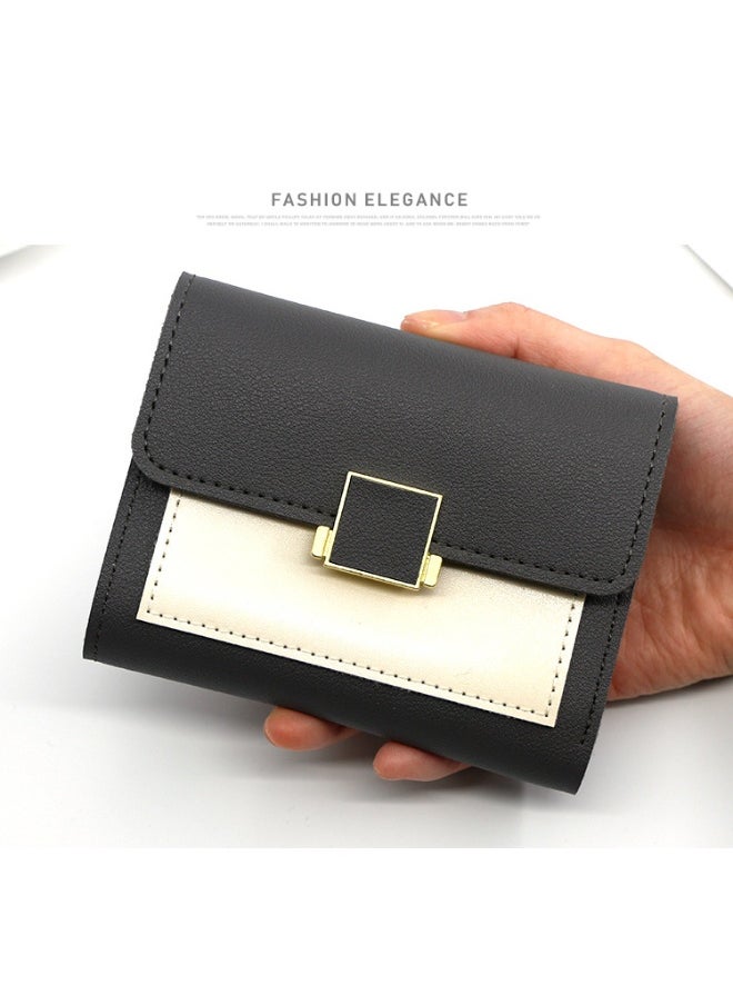NIBEMINENT Mini Three-fold Women's Short Purse Purse Purse Coin Purse Storage Bag Card Bag Holding Bag Women's Purse Purse  - Image 2