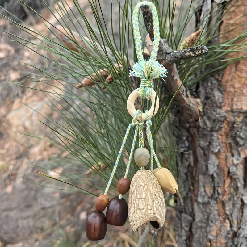 1pc Handmade Natural Wood Nut Shell Wind Chime Soothing White Noise for Home Travel Window Hanging Decor Backpack Accessory Relaxation Anxiety Relief - Image 1