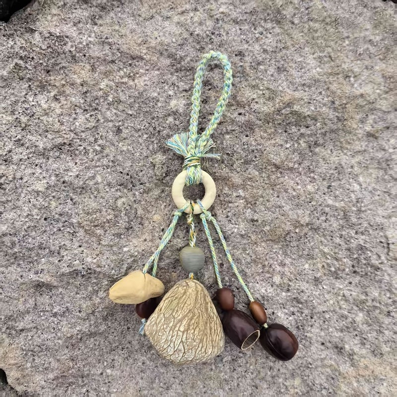 1pc Handmade Natural Wood Nut Shell Wind Chime Soothing White Noise for Home Travel Window Hanging Decor Backpack Accessory Relaxation Anxiety Relief - Image 4