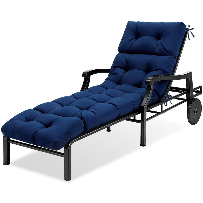 MTMR Chaise Lounge Chair Cushion Outdoor, Waterproof Seat Cushions for Patio Furniture, Non-Slip Outdoor Replacement Pad for Lawn Pool Wicker Couch Loveseat, Thick Long Lounge Cushion, Navy Blue - Image 1