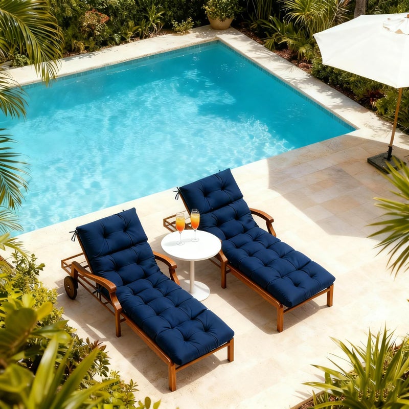 MTMR Chaise Lounge Chair Cushion Outdoor, Waterproof Seat Cushions for Patio Furniture, Non-Slip Outdoor Replacement Pad for Lawn Pool Wicker Couch Loveseat, Thick Long Lounge Cushion, Navy Blue - Image 3