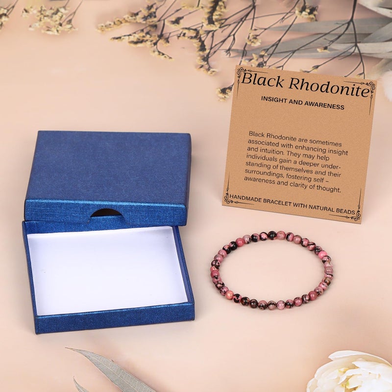 LPBeads سوار مطاطي مرن مصنوع يدويًا من الأحجار الكريمة الطبيعية، خرز حجر دائري كريستال شفاء، مجوهرات هدايا للنساء والرجال - Image 2