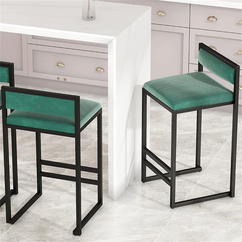Generic Indian Decor 94807 Dining Chair Counter Height Set of 2 Seat Bar Stools with Backrest and Footrest Square Bar Chair for Kitchen Bistro Pub Dining Room Color 2Pcs Size Height 55cm  - Image 2