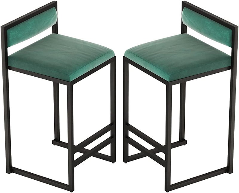 Generic Indian Decor 94807 Dining Chair Counter Height Set of 2 Seat Bar Stools with Backrest and Footrest Square Bar Chair for Kitchen Bistro Pub Dining Room Color 2Pcs Size Height 55cm  - Image 1
