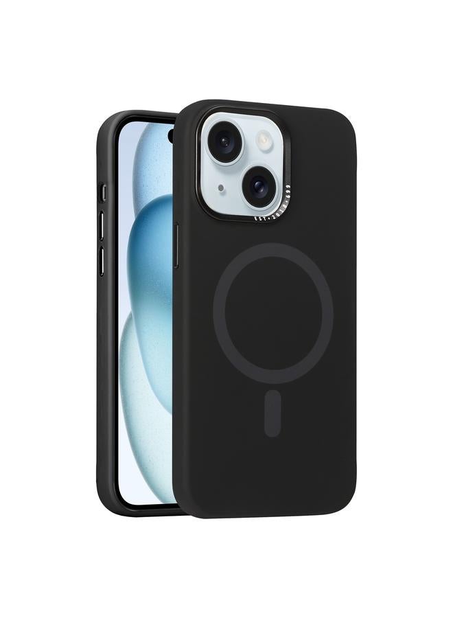 S-TOP Case For iPhone 15 Metal Lens Frame Liquid Silicone MagSafe Phone Case - Image 1