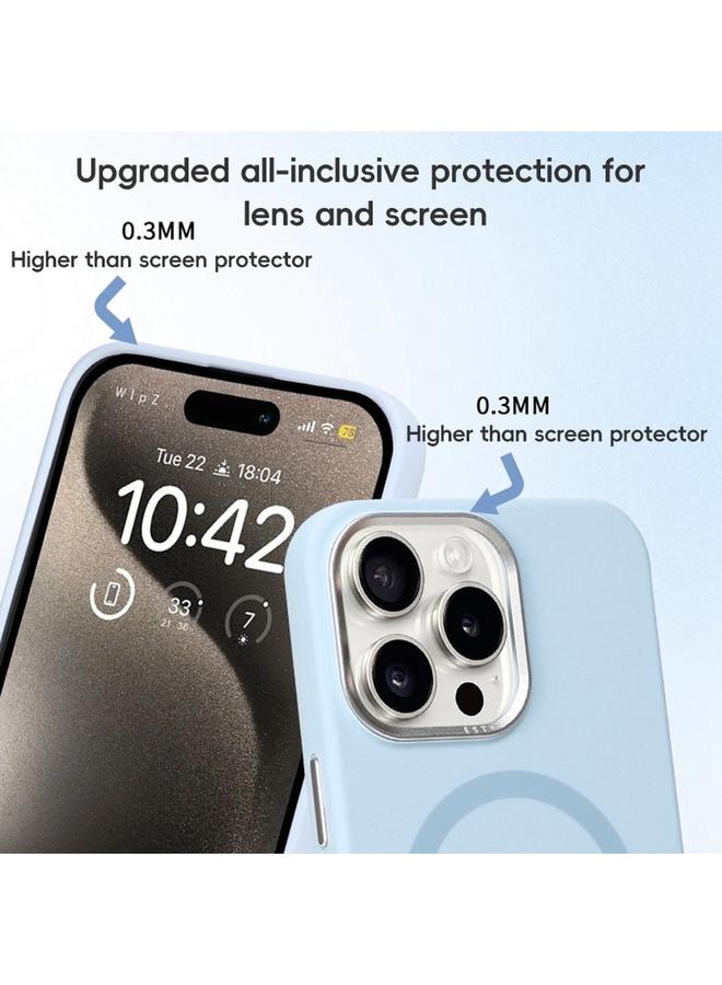 S-TOP Case For iPhone 15 Metal Lens Frame Liquid Silicone MagSafe Phone Case - Image 4