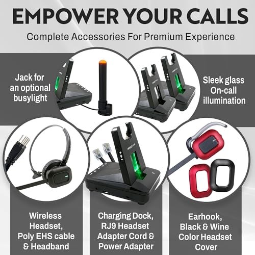 INNOTALK Wireless Headset Compatible with Poly Polycom VVX300, VVX310, VVX400, VVX410 and All VVX Models - Wireless Remote Answering Feature Desk Office Phone Call Center Headset(Explorer) - Image 5