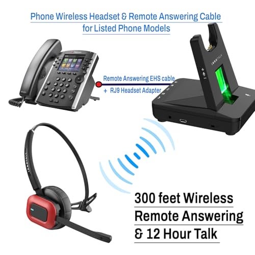INNOTALK Wireless Headset Compatible with Poly Polycom VVX300, VVX310, VVX400, VVX410 and All VVX Models - Wireless Remote Answering Feature Desk Office Phone Call Center Headset(Explorer) - Image 2
