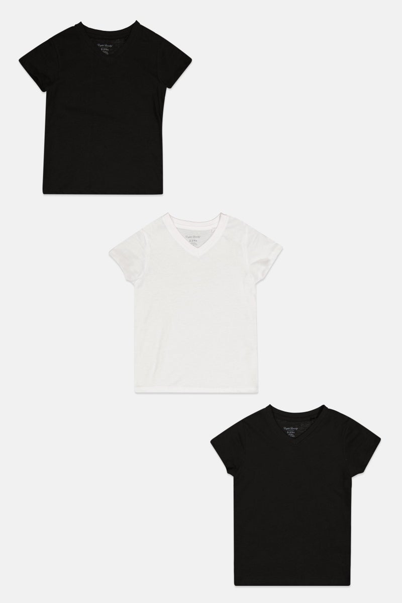 English Laundry تي شيرت قصير الأكمام على شكل حرف V للأطفال الأولاد 3 قطع، متعدد الألوان - Image 3