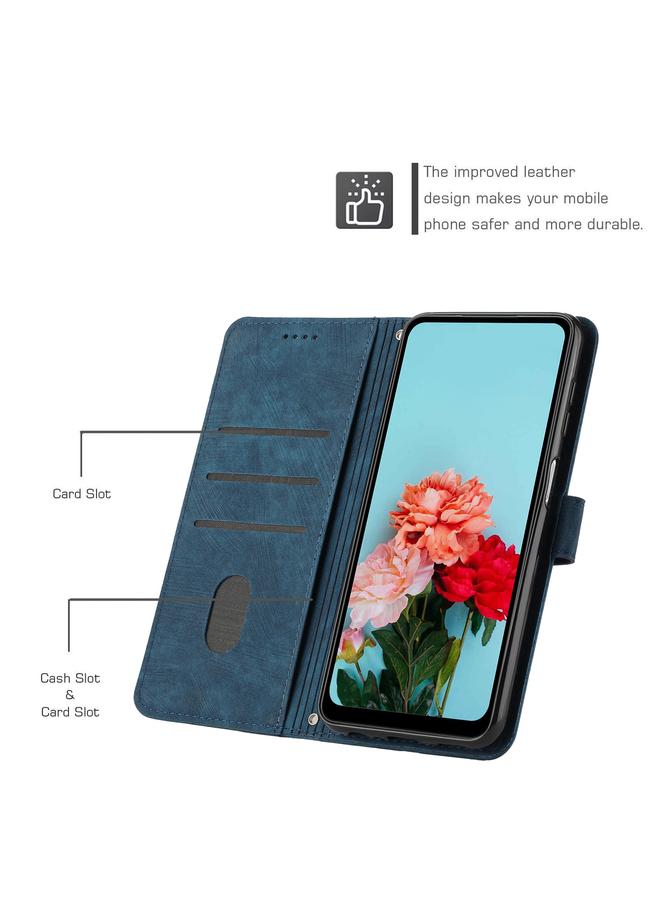 S-TOP Case For Realme 8 / 8 Pro Skin Feel Stripe Pattern Leather Phone Case with Lanyard - Image 4