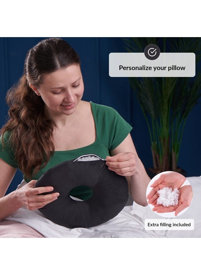 ODOXIA - Piercing Pillow | Ear Piercing Pillow for Side Sleepers | Relieves Ear Pain | Adjustable Filling | Donut Pillow for Ear | Reduces Ear Pressure | Pillow with Ear Hole | CNH Ear Pillow | Earring Pillow - Image 1