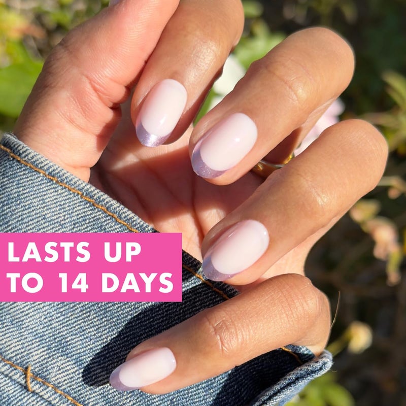 Olive & June Instant Mani Press-On Nails (Glue) | 42 Fake Nails, 21 Sizes | Non-Toxic, Long-Lasting Recycled Materials Realistic Look | Salon-Quality | Medium, Oval | Metallic French Lilac Shimmer - Image 3