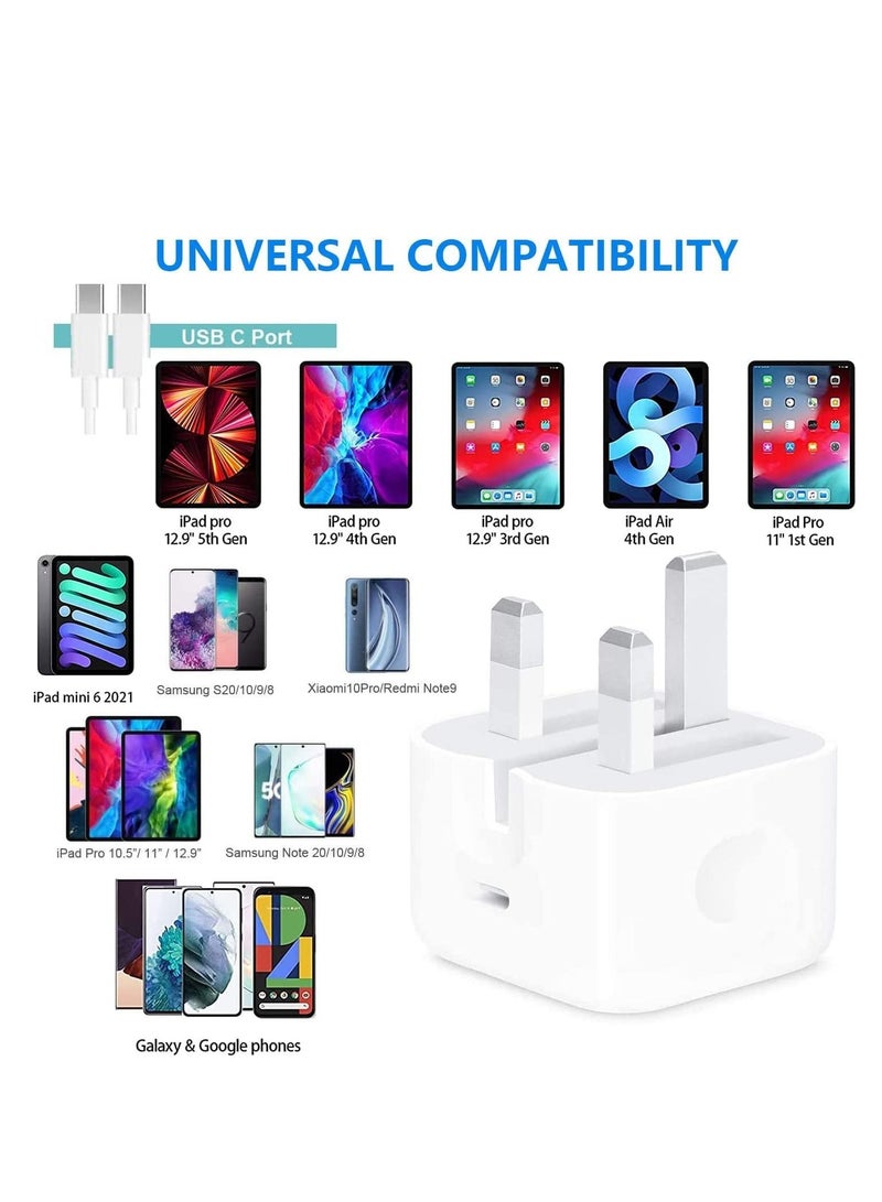 Ntech 20W Type C Fast Charger Plug Power Delivery Wall Adapter Compatible For iPad Pro 11 inch 2021/2020/2018,) iPad Mini 6th, (Pixel 6/5/3XL/Galaxy (1m) - Image 5