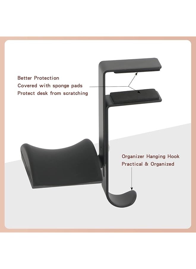 X spring Desk Headphone Hanger Space Saving Adjustable Aluminum Headphone Stand Under Desk Headphone Stand With Storage Hook Headphone Hanger For All Headphones  - Image 2