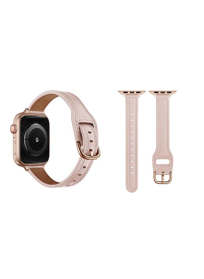 NIBEMINENT Buckle Tee Leather Replacement Band for Apple Watch Series 6/SE/5/4/3/2/1 44/42mm Pink - Image 2