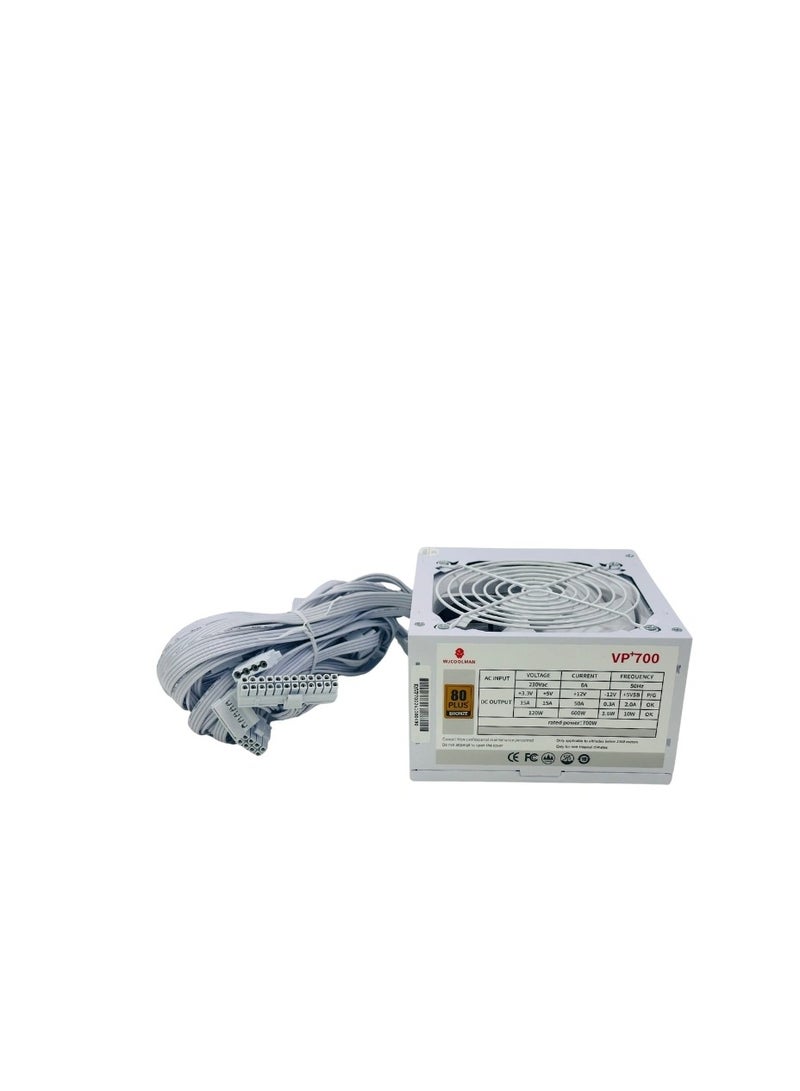 WJCOOLMAN WJ كولمان VP700 ، مزود طاقة 700 واط +80 برونزي (أسود / أبيض) - Image 4
