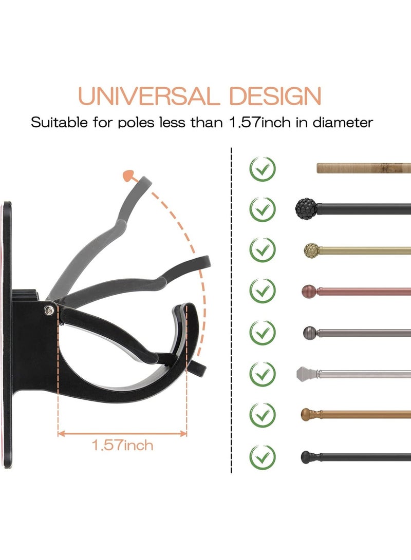 Curtain Rod Holders, 2 Pack No Drill & Screw Installation Curtain Rod Brackets, Self Adhesive Curtain Rod Hooks, Wall Mounted Curtain Pole Holders for Bathroom, Bedroom, Living Room, Kitchen - Image 3