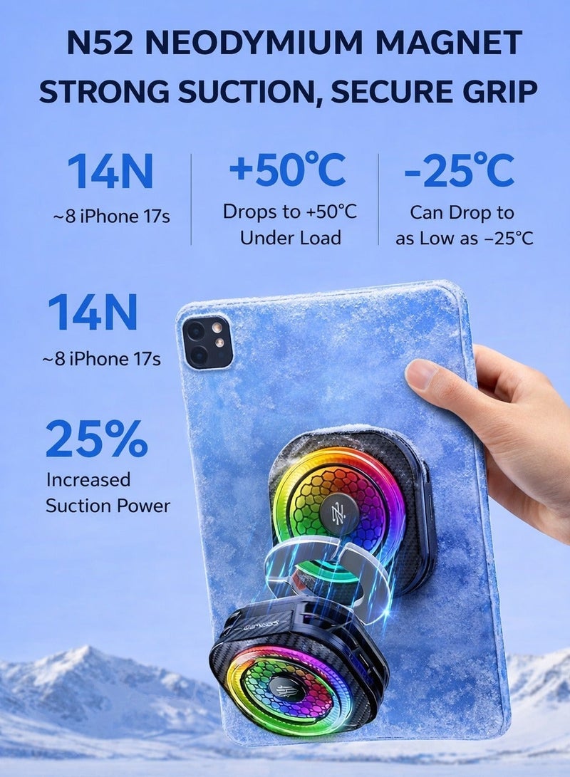 Nubia Red Magic Phone Cooler RedMagic 8 Pro Magnetic Phone/Tablet Cooler – 36 W Ultra-Cooling Gaming Fan with Graphene Heatsink, Magnetic Mount & Clip – Cooling Fan For Smartphones, Tablets, iPad & Steam Deck (Perfect for PUBG Mobile, COD & More) - Image 3