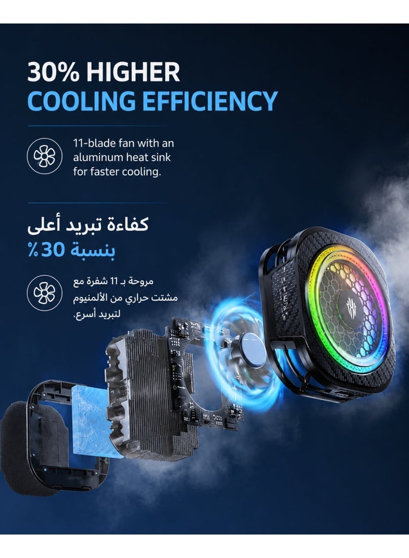 REDMAGIC Phone Cooler RedMagic 8 Pro Magnetic Phone/Tablet Cooler – 36 W Ultra-Cooling Gaming Fan with Graphene Heatsink, Magnetic Mount & Clip – Cooling Fan For Smartphones, Tablets, iPad & Steam Deck (Perfect for PUBG Mobile, COD & More) - Image 3