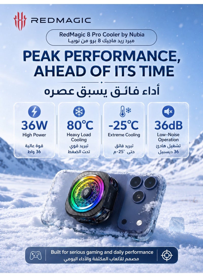 REDMAGIC Phone Cooler RedMagic 8 Pro Magnetic Phone/Tablet Cooler – 36 W Ultra-Cooling Gaming Fan with Graphene Heatsink, Magnetic Mount & Clip – Cooling Fan For Smartphones, Tablets, iPad & Steam Deck (Perfect for PUBG Mobile, COD & More) - Image 2