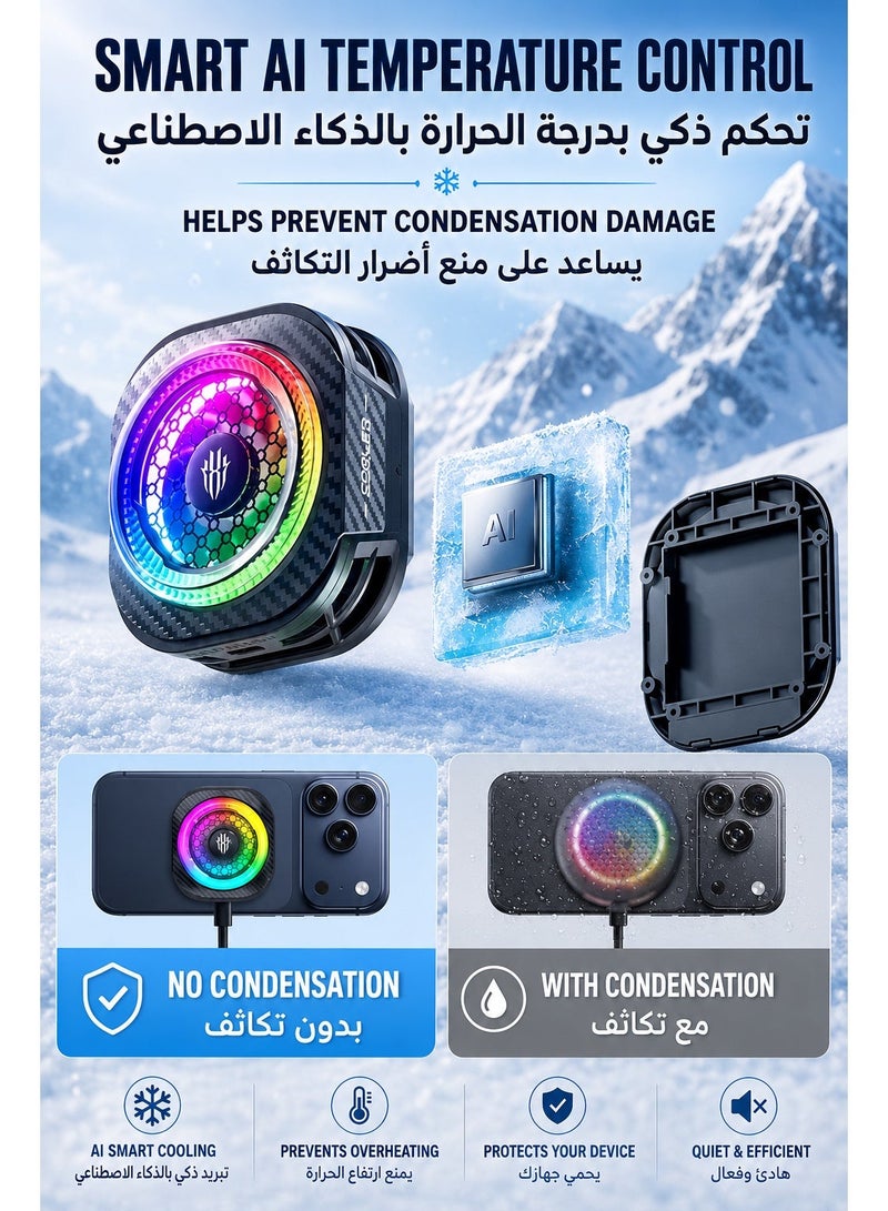 REDMAGIC Phone Cooler RedMagic 8 Pro Magnetic Phone/Tablet Cooler – 36 W Ultra-Cooling Gaming Fan with Graphene Heatsink, Magnetic Mount & Clip – Cooling Fan For Smartphones, Tablets, iPad & Steam Deck (Perfect for PUBG Mobile, COD & More) - Image 5