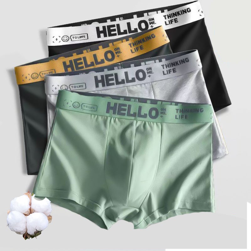 Mens cotton underwear antibacterial breathable mens boxer underwear head youth middle-aged four-corner underpants wholesale generation Black+dark gray+green+yellow  - Image 2