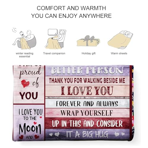 JTUOW Gift for Wife from Husband - Romantic Anniversary Birthday Present for Women - I Love You Warm Gift for Christmas, Valentine's, Mother's Day Blanket - Image 5