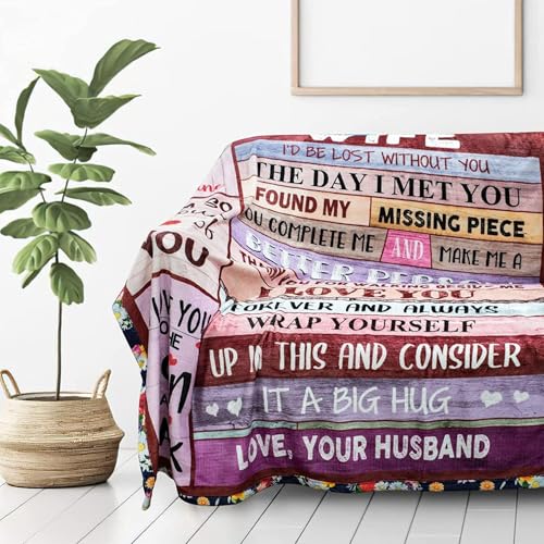 JTUOW Gift for Wife from Husband - Romantic Anniversary Birthday Present for Women - I Love You Warm Gift for Christmas, Valentine's, Mother's Day Blanket - Image 2