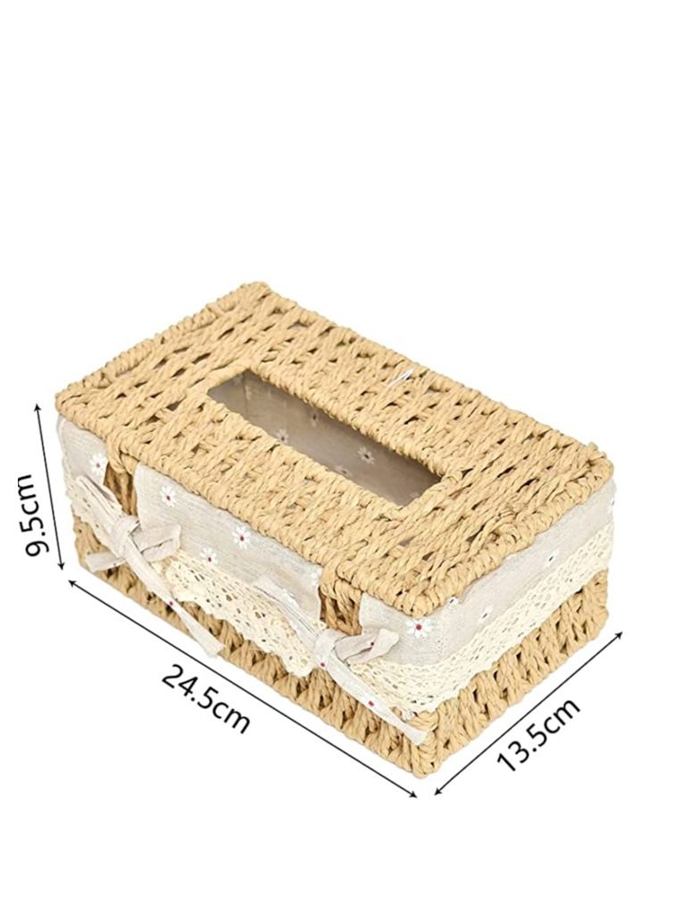 FFD Tissue case,Rattan tissue box,Woven Tissue Box,Facial Tissues Box,issue Box Holder for Car Bathroom Vanity Countertops Desktop Office  - Image 2