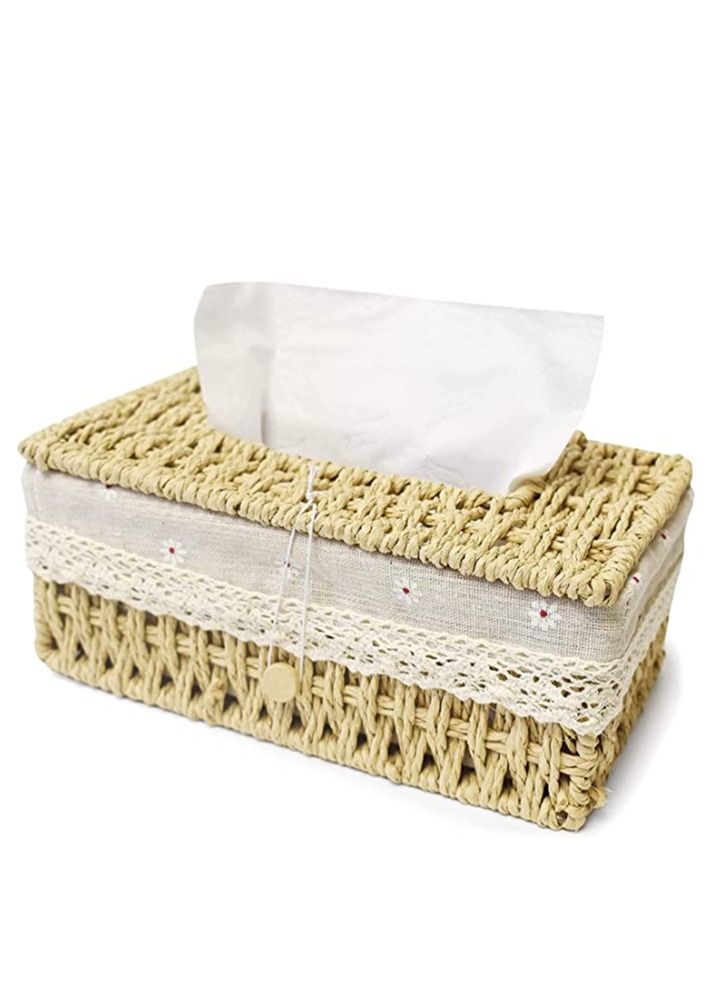 FFD Tissue case,Rattan tissue box,Woven Tissue Box,Facial Tissues Box,issue Box Holder for Car Bathroom Vanity Countertops Desktop Office  - Image 3