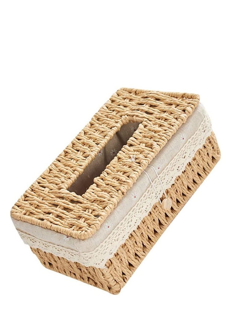 FFD Tissue case,Rattan tissue box,Woven Tissue Box,Facial Tissues Box,issue Box Holder for Car Bathroom Vanity Countertops Desktop Office  - Image 1
