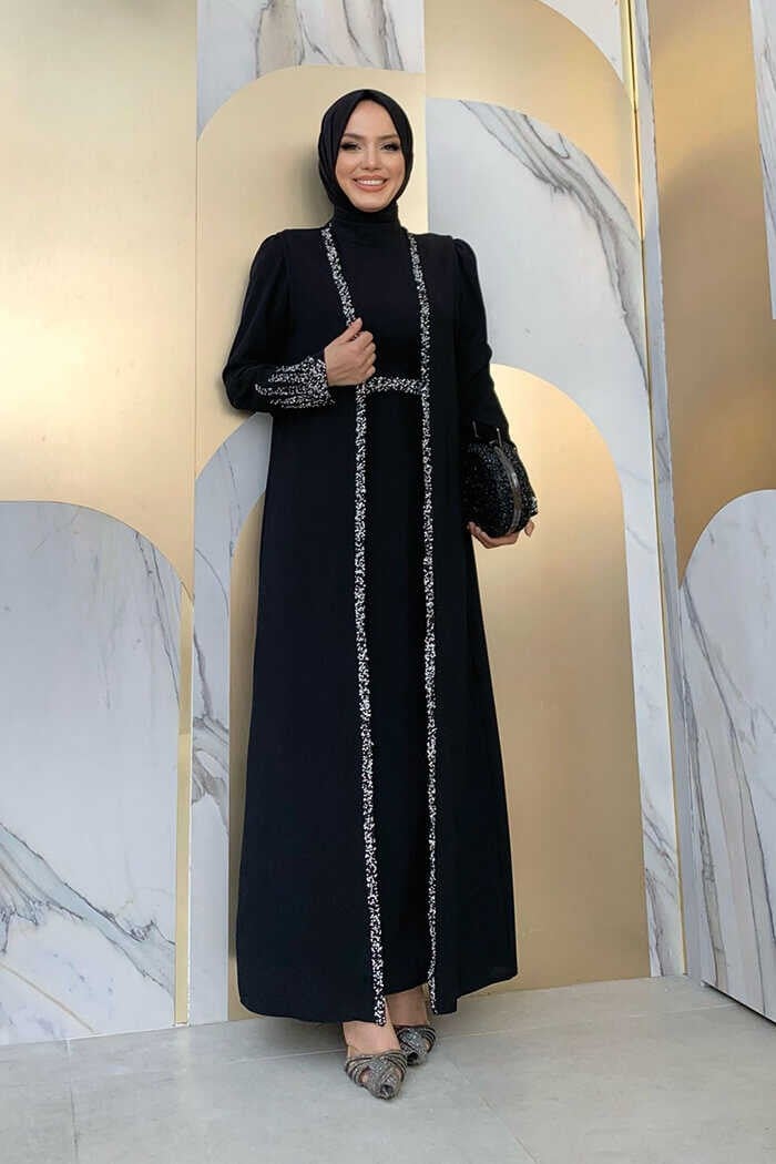 Bym Fashion Bym Stone Embroidery Detailed Vest Dress Suit 3838 Black  - Image 1