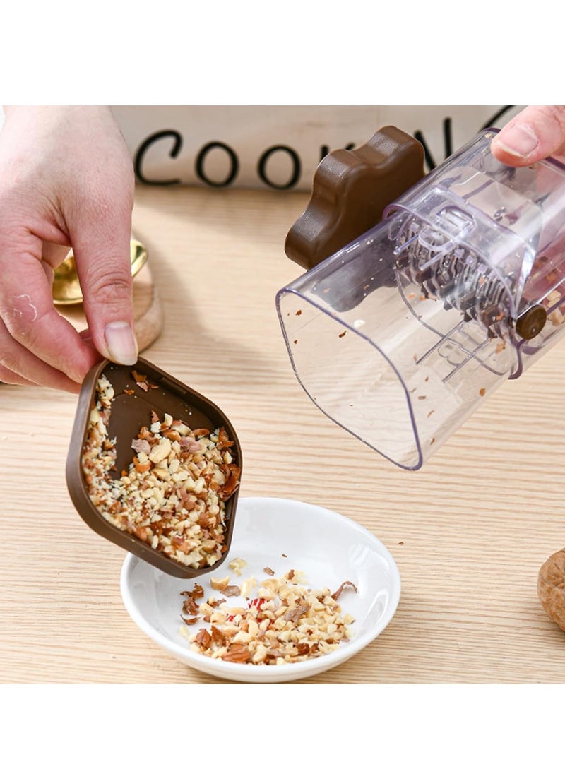 Manual Nut Chopper/Grinder/Crusher, Transparent Dried Fruit Crusher, Multifunctional Portable Nut Grinding Tool, Manual Chocolate Masher, 360 Degree Rotating Handle Kitchen Accessories (Brown)