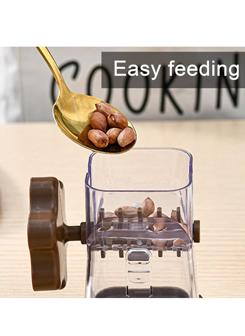 Manual Nut Chopper/Grinder/Crusher, Transparent Dried Fruit Crusher, Multifunctional Portable Nut Grinding Tool, Manual Chocolate Masher, 360 Degree Rotating Handle Kitchen Accessories (Brown)