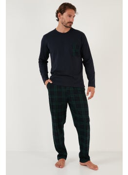 Buratti Plaid Pocket Elastic Waist 100% Cotton Regular Fit Pajama Set Men's Pajama Set 6572001  - Image 2