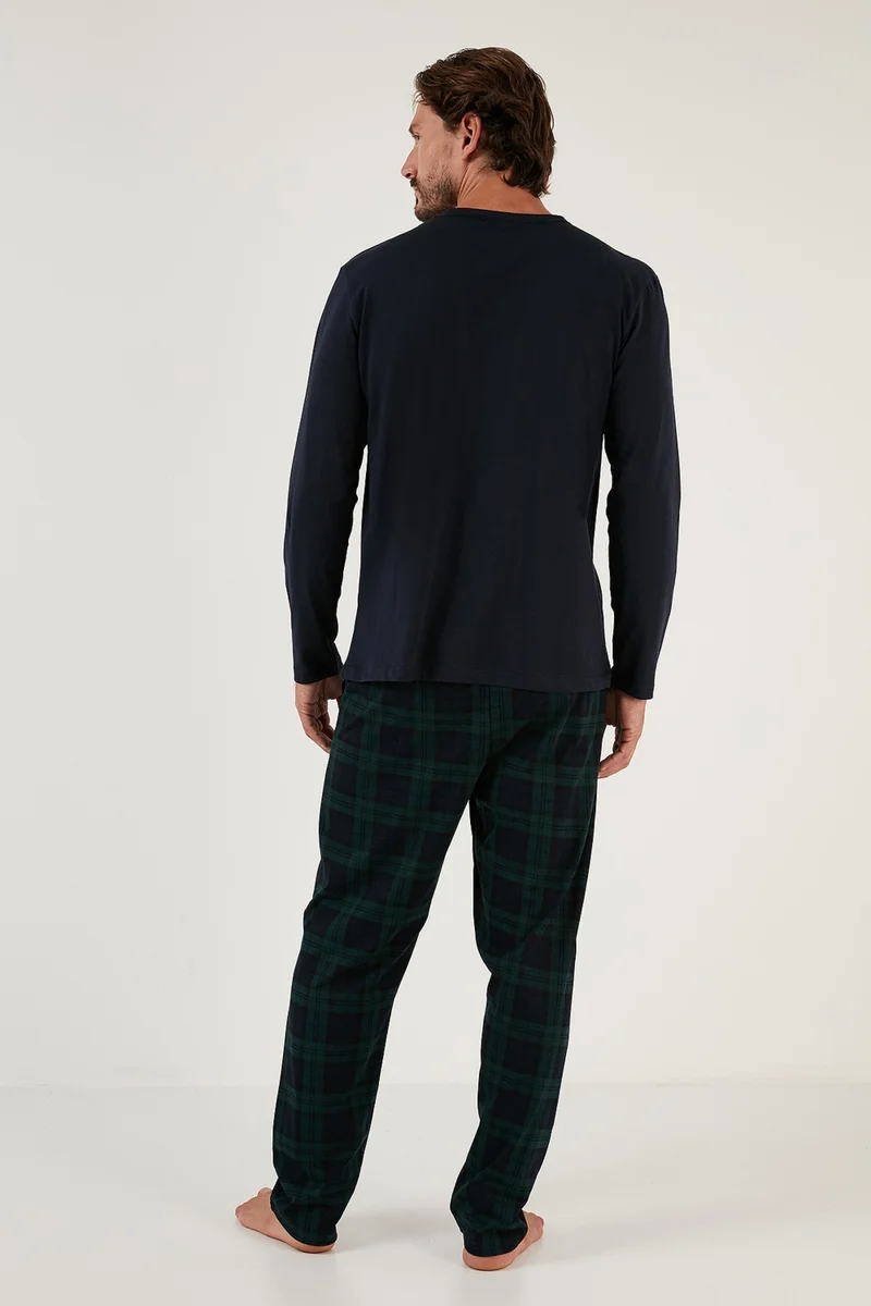 Buratti Plaid Pocket Elastic Waist 100% Cotton Regular Fit Pajama Set Men's Pajama Set 6572001