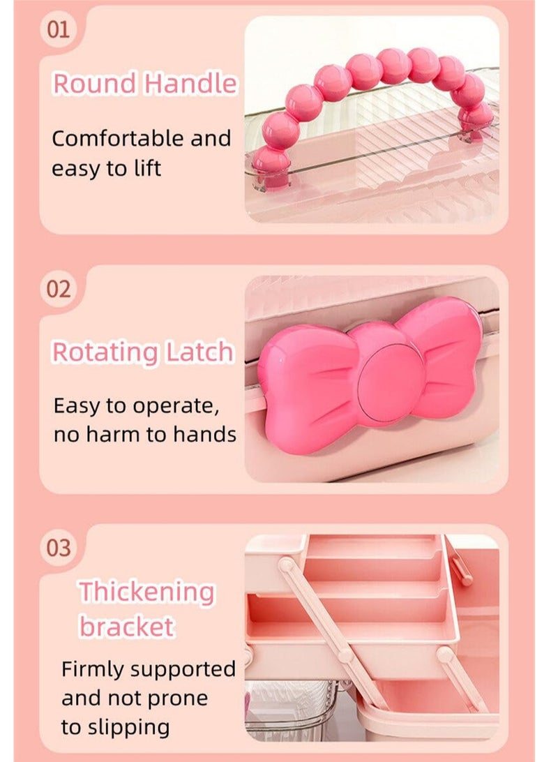 KASTWAVE Jewelry Box for Girls, Cosmetics Storage Box, Little Girl Hair Accessory Display Case, Cute Lockable Jewelry Organizer Container for Hairpin Barrette, Practical Travel Gift for Girls & Women - Image 5