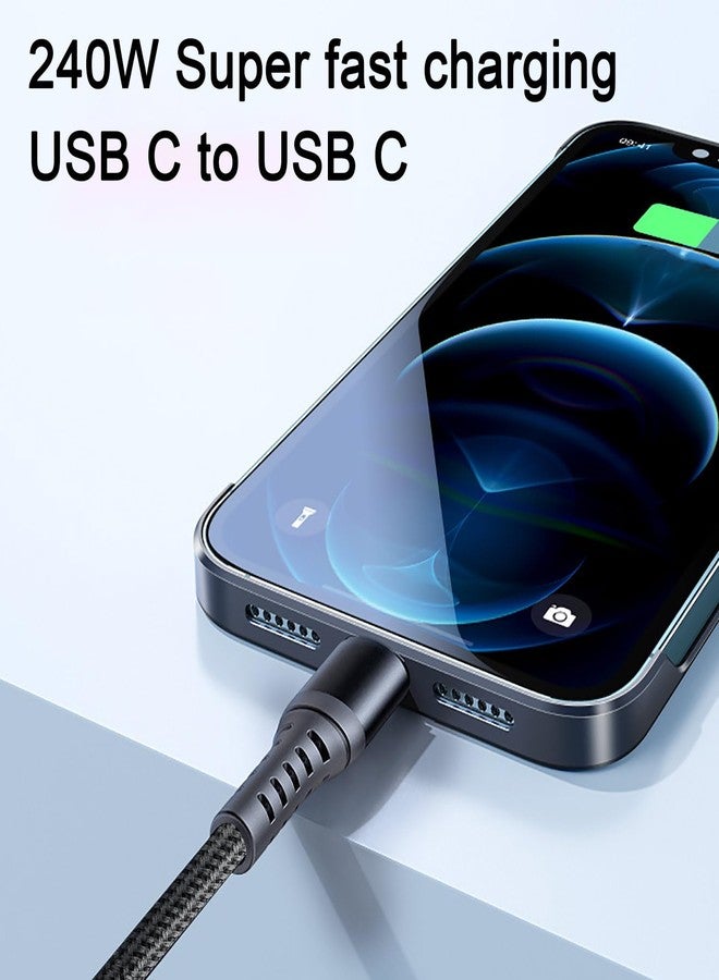 Grtoeud كابل شحن مضفر USB-C إلى USB-C بقوة 240 واط بطول 20 قدم، شحن فائق السرعة، كابل نوع C متوافق مع MacBook Air و iPad Pro و iPhone 15/15 Plus/15 Pro/15 Pro Max و Samsung Galaxy S24/S23/S22 و Pixel و PS5 و اللابتوب - Image 4