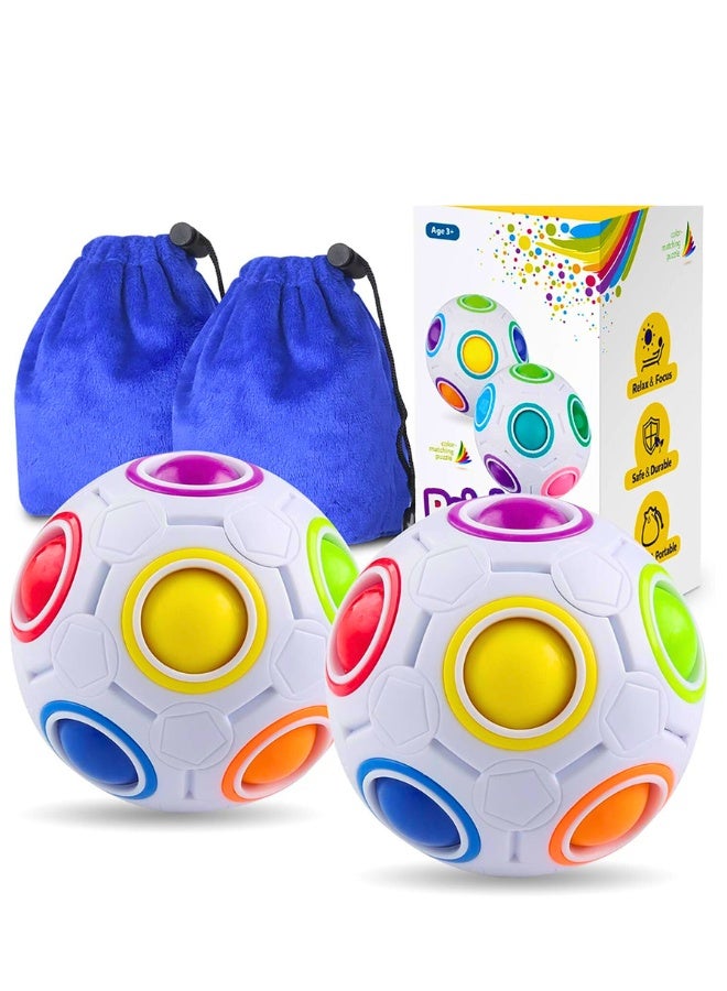 مجموعة كرات أحجية قوس قزح مع حقيبة مطابقة الألوان، لعبة فيدجيت لتخفيف التوتر، كرة سحرية، لعبة تفكير للأطفال والكبار، مجموعة من قطعتين للعطلات للأولاد والبنات - Image 1