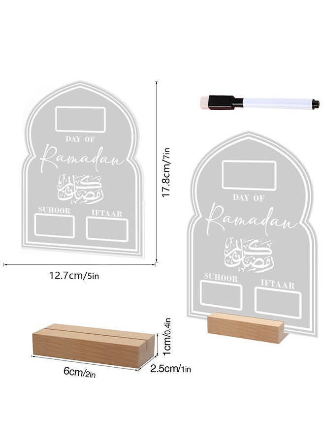 Generic - Ramadan Advent Calendar Reusable Acrylic Ramadan Calendar Board Wooden Base Table Ornament Mubarak Countdown Day Eid Gifts Advent With Pen (Transparent) - Image 1