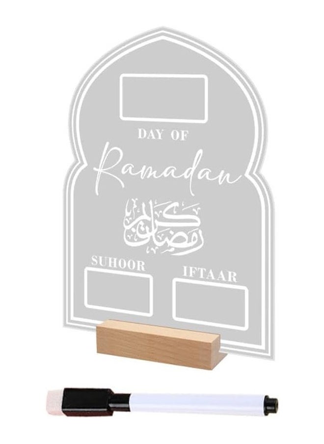 Generic - Ramadan Advent Calendar Reusable Acrylic Ramadan Calendar Board Wooden Base Table Ornament Mubarak Countdown Day Eid Gifts Advent With Pen (Transparent) - Image 1