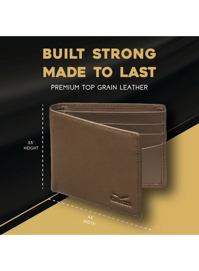 Claasico Wallet for Men's - Genuine Leather Slim Bifold RFID Wallet - Gift for Men Packed in Stylish Gift Box, Coffee, S - Image 4