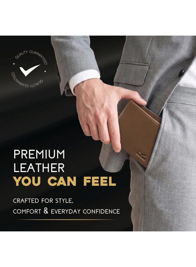 Claasico Wallet for Men's - Genuine Leather Slim Bifold RFID Wallet - Gift for Men Packed in Stylish Gift Box, Coffee, S - Image 5