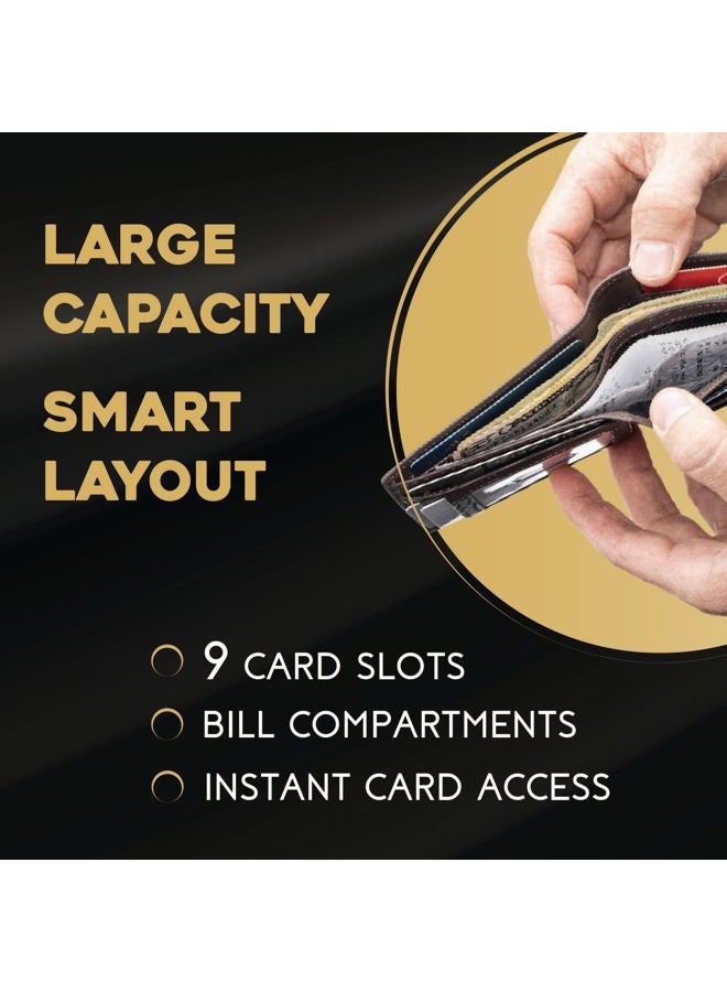 Claasico Wallet for Men's - Genuine Leather Slim Bifold RFID Wallet - Gift for Men Packed in Stylish Gift Box, Coffee, S - Image 2