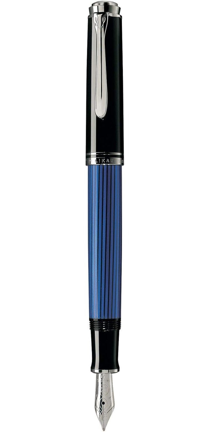 بيليكان Pelikan Souverän M405 Fountain Pen with Gift Box, Extra-Fine Nib, Black/Blue - Image 1