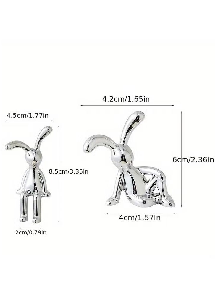 مجموعة من قطعتين من ديكورات السيارة على شكل أرنب جالس غريب الأطوار - تصميم رائع بأرجل طويلة، وديكور وحدة التحكم المركزية، وزخارف داخلية مخصصة لمقصورة سيارة ممتعة ومرحة - Image 4