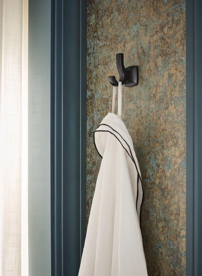 موين خطاف مزدوج أسود غير لامع من موين فوس لتعليق مناشف الحمام، YB5103BL - Image 2