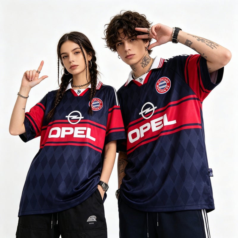 Bayern Munich Retro Classic Football Short Sleeve Jersey Street Casual Hip Hop Style Bundesliga Jersey - Image 5