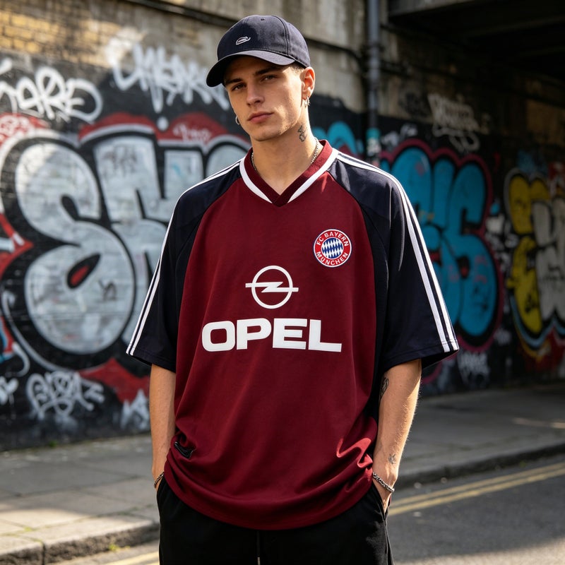 Bayern Munich Retro Classic Football Short Sleeve Jersey Street Casual Hip Hop Style Bundesliga Jersey - Image 3
